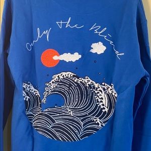 NWT Only The Blind Can See Blue Zip Hoodie Small